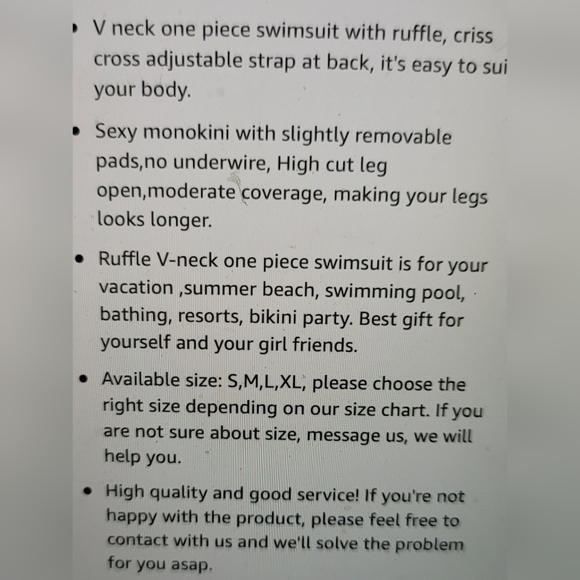 NWT  ADORABLE SEXY OPEN BACK V NECK MONOKONI RUFFLE BATHING SUIT LARGE - Picture 8 of 11